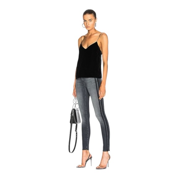 Mother The High Waisted Looker Jeans in Miss Moody Two Shoes Racer Charcoal - Picture 1 of 9
